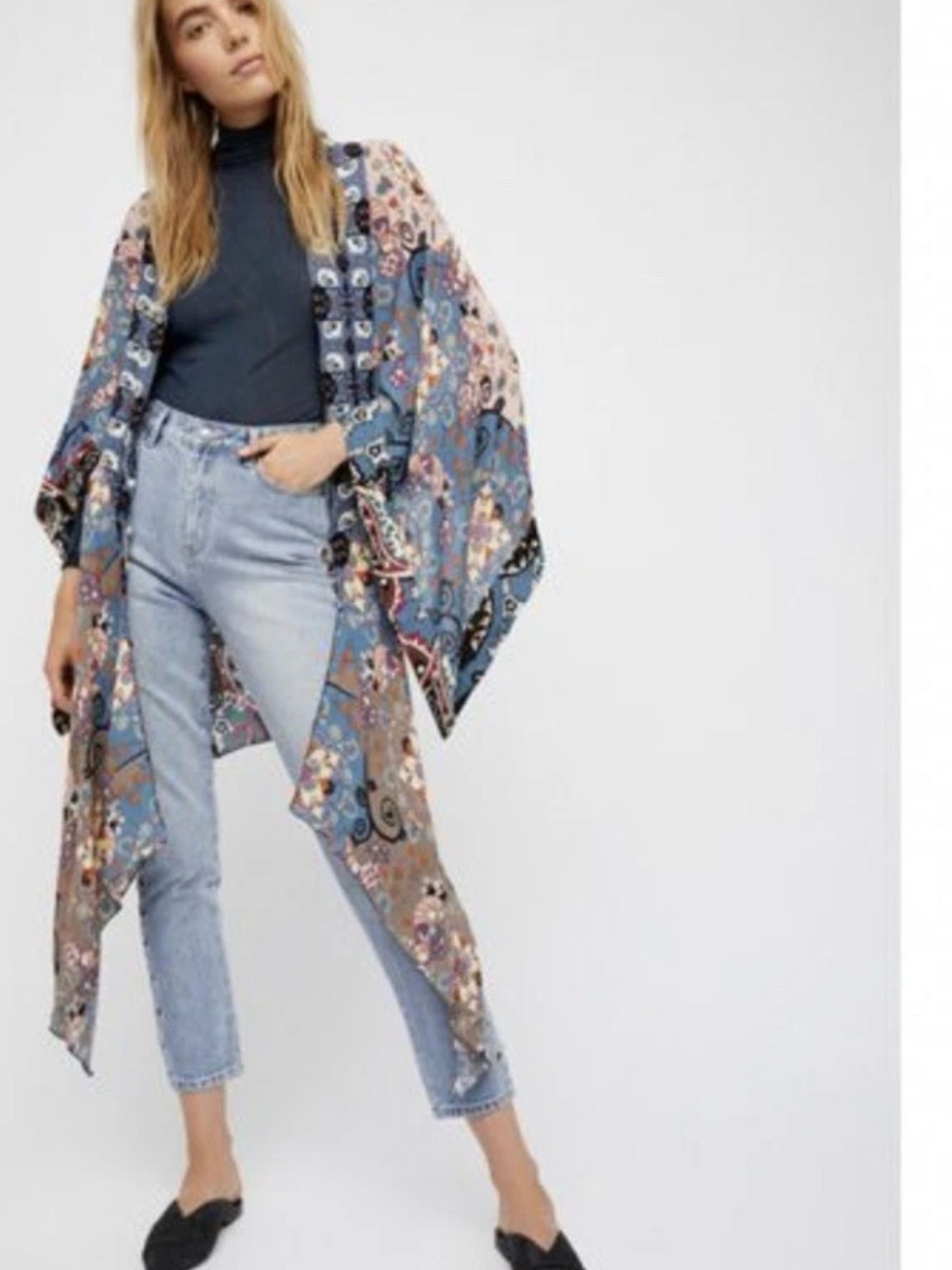 Free People Little Wing Boho Printed Festival Kimono One Size